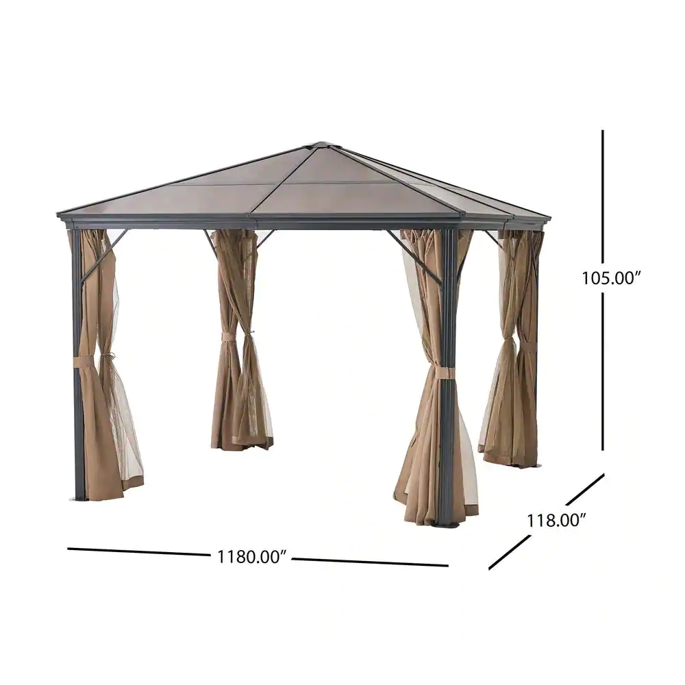 Noble House Wesson 10 ft. x 10 ft. Aluminum Gazebo with Hardtop