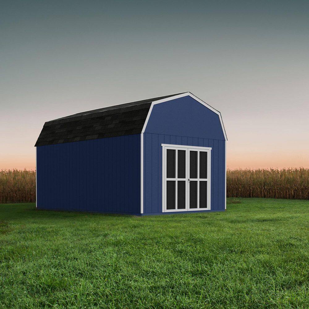 Handy Home Products Professionally Installed All Weather High Wind 145 10 ft. W x 12 ft. Wood Shed- Driftwood Grey Shingles (120 sq. ft.)