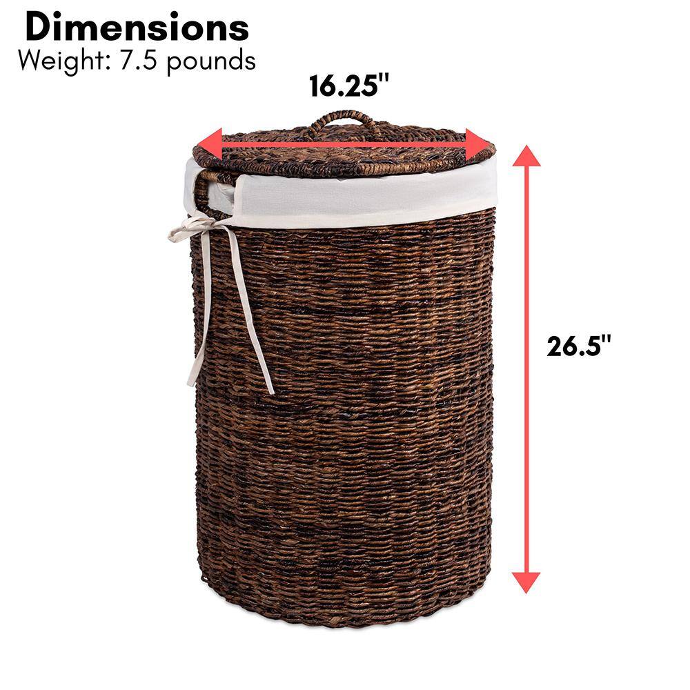 BirdRock Home Espresso Abaca Laundry Hamper with Liner