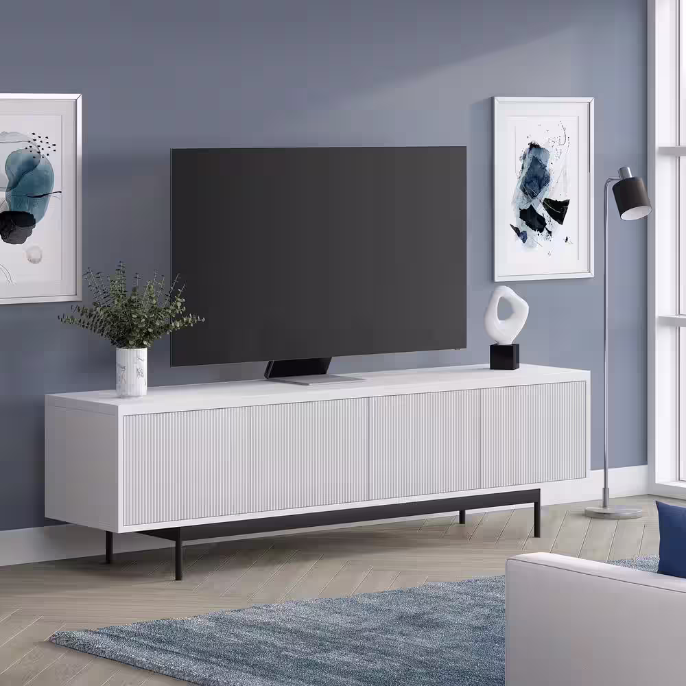 None Whitman 70 in. White Rectangular TV Stand fits TV's Up to 75 in.