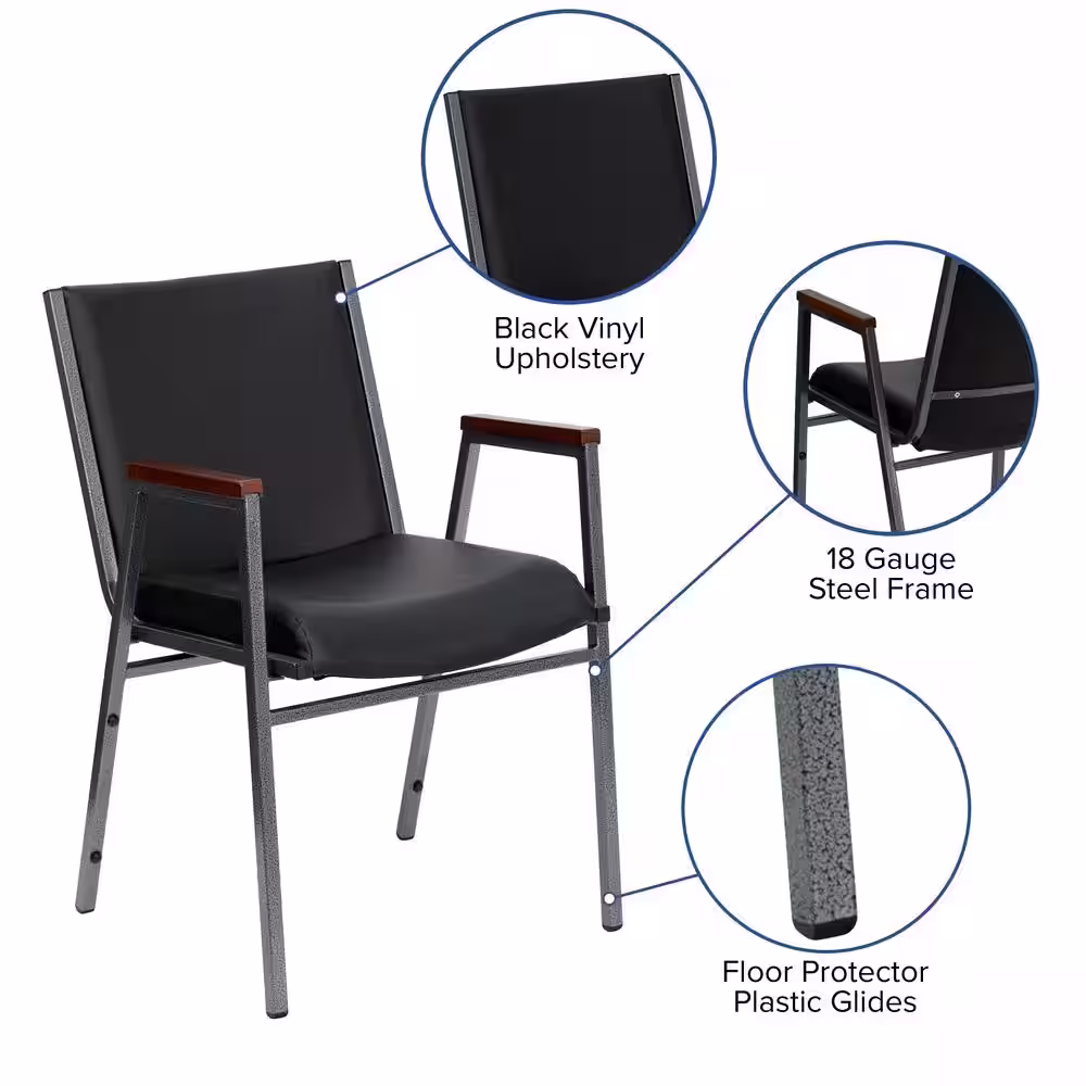Carnegy Avenue Vinyl Stackable Chair in Black