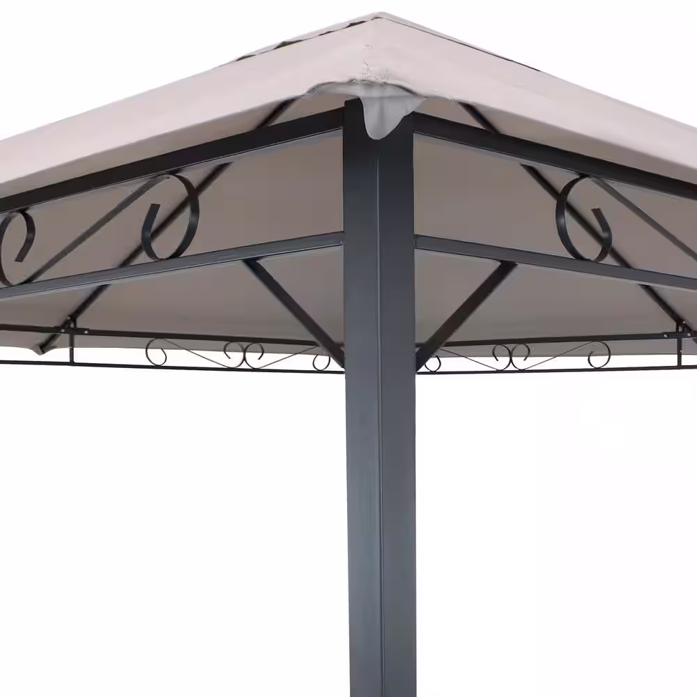 Sunnydaze Decor 10 ft. x 10 ft. Grays Steel Gazebo with Weather-Resistant Fabric Top