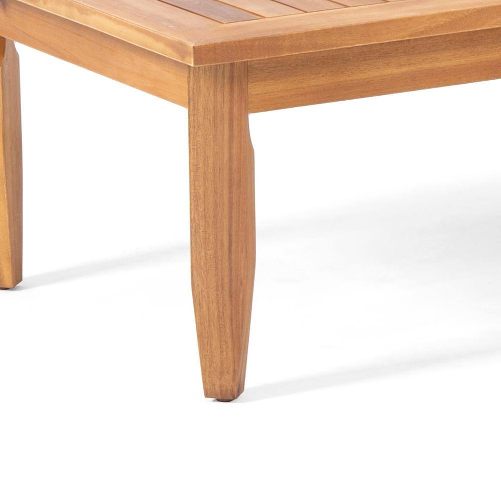 Noble House Aston Teak Brown 2-Piece Wood Patio Conversation Seating Set with Cream Cushions