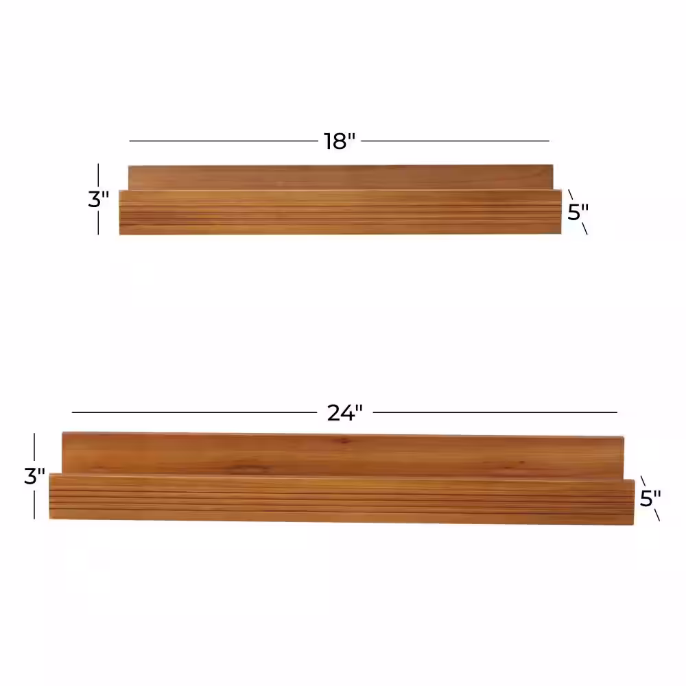 Litton Lane Brown 2 Shelves Wood Wall Shelf with Lip (Set of 2)