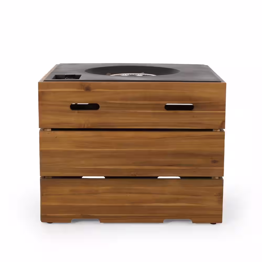 Noble House Barnsley Teak Square Wood Fire Pit Table