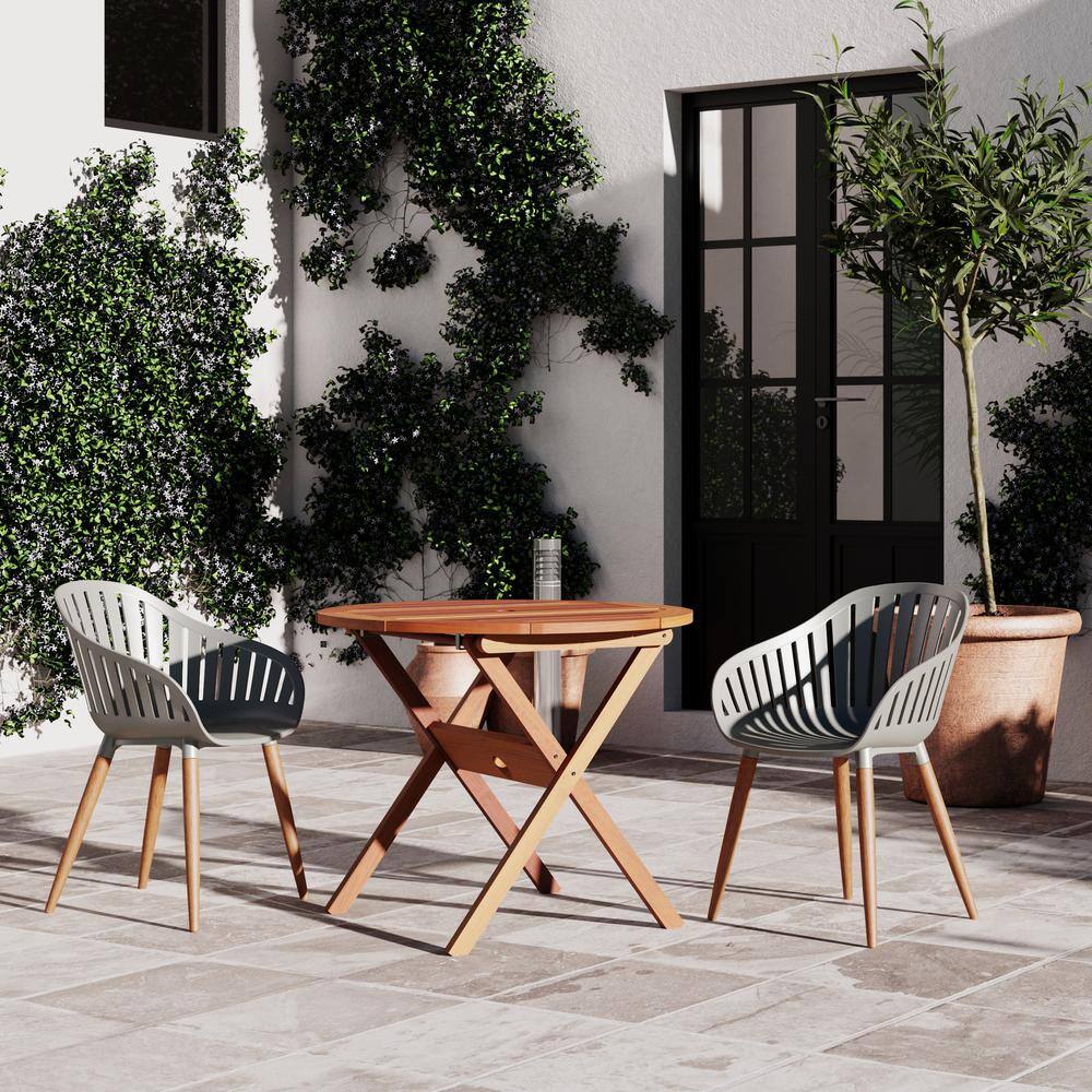 Amazonia Santele 3-Piece Patio Bistro Set Eucalyptus Wood Ideal for Outdoors and Indoors