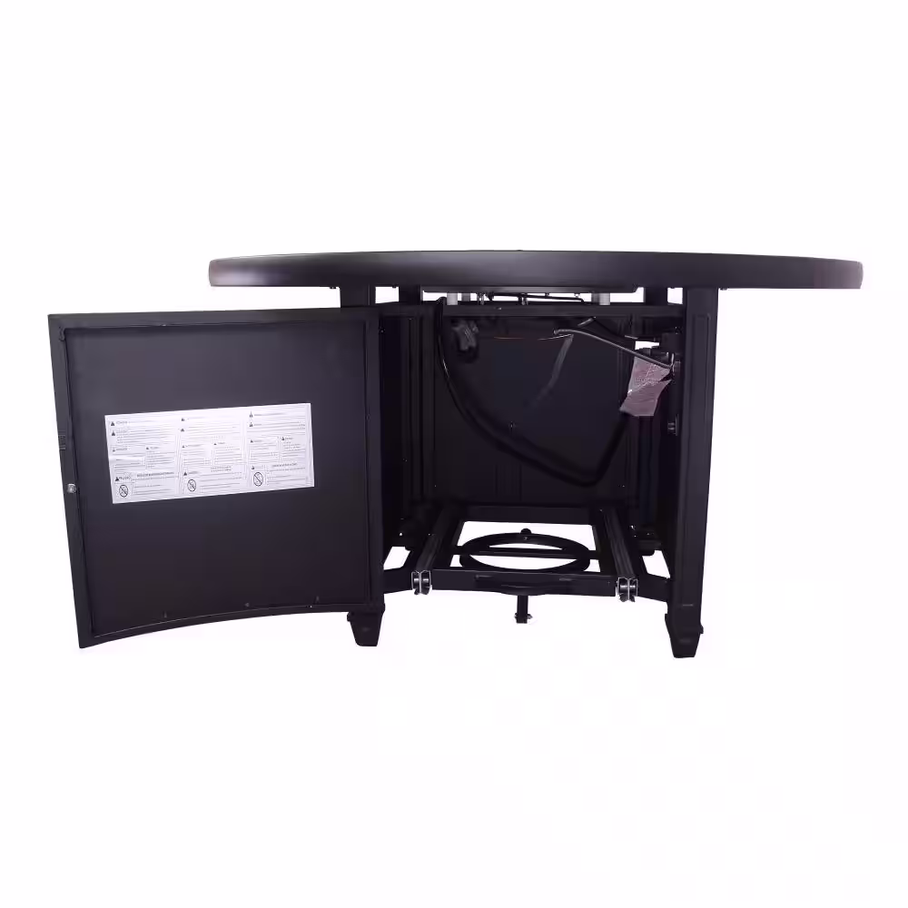 Courtyard Casual Santorini Black Aluminum Round Outdoor Fire Pit Table