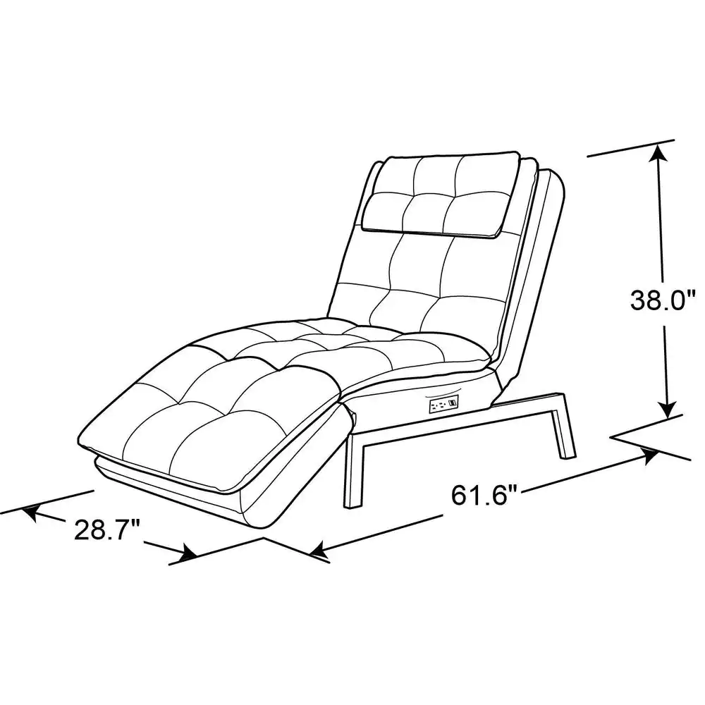 Relax A Lounger Arnold Faux Leather Brown with Tan Stiching Convertible Chaise Lounge