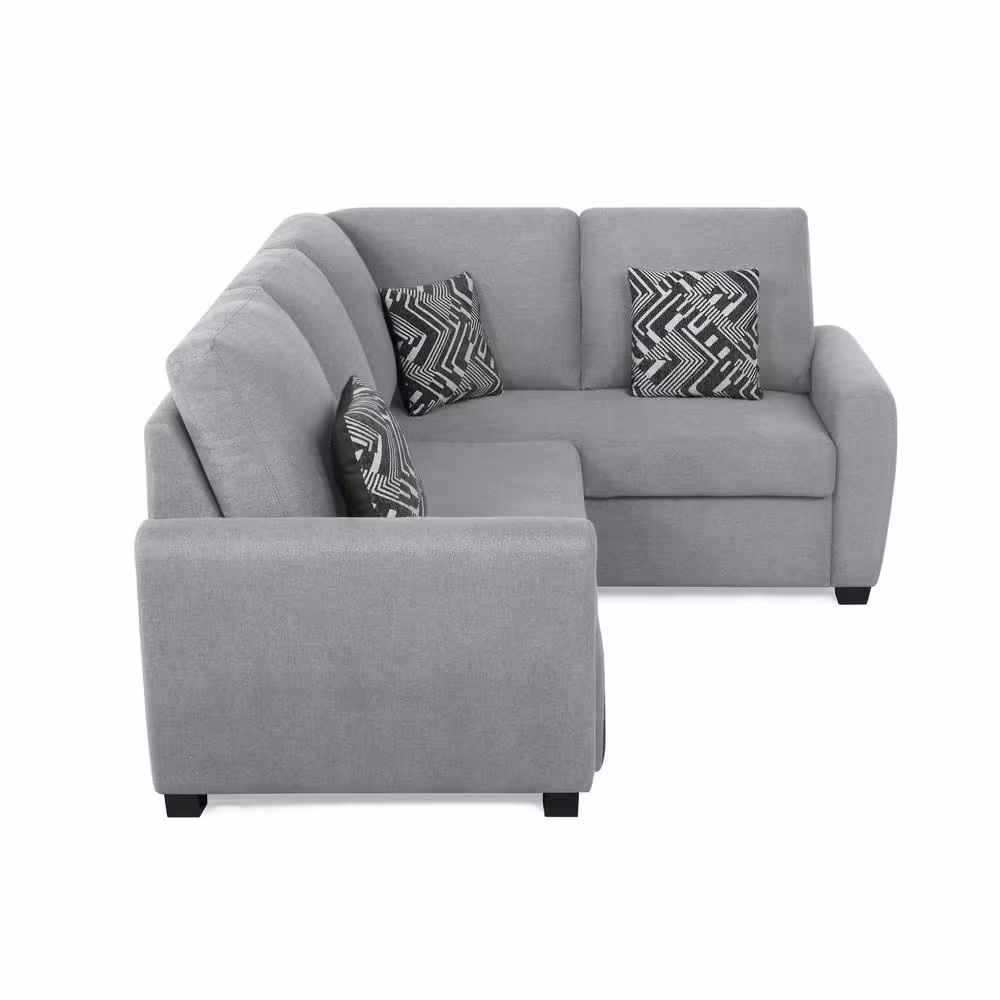 Serta 2-Piece Light Grey Polyester Fabric Bali Multifunctional Sectional Sofa with USB and Power