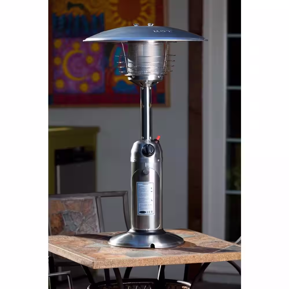 Fire Sense 10,000 BTU Stainless Steel Tabletop Propane Gas Patio Heater