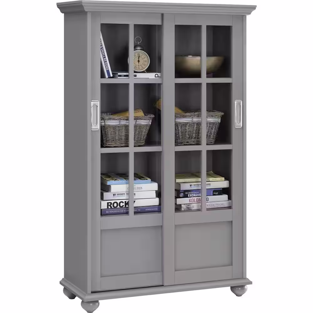 Ameriwood Home Abel Place 51 in. Soft Gray Wood 4-shelf Standard Bookcase with Adjustable Shelves