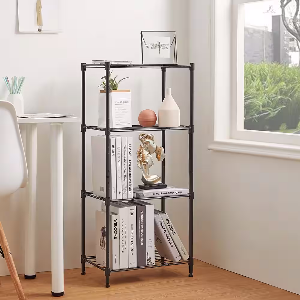 mzg 4 Tier Grey Powder Coating Wire Shelving Unit 12 in. x 18 in. x 39 in.