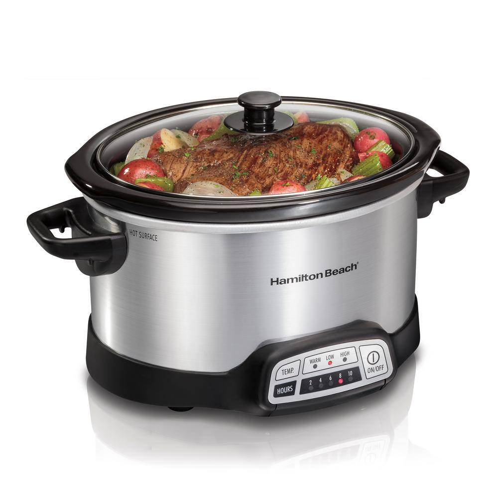 Hamilton Beach 4 Qt. Stainless Steel Slow Cooker with Built in Timer