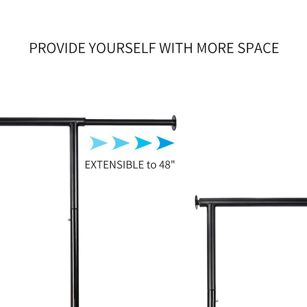 None Black Metal Garment Clothes Rack with Wheels 48 in. W x 59 in. H