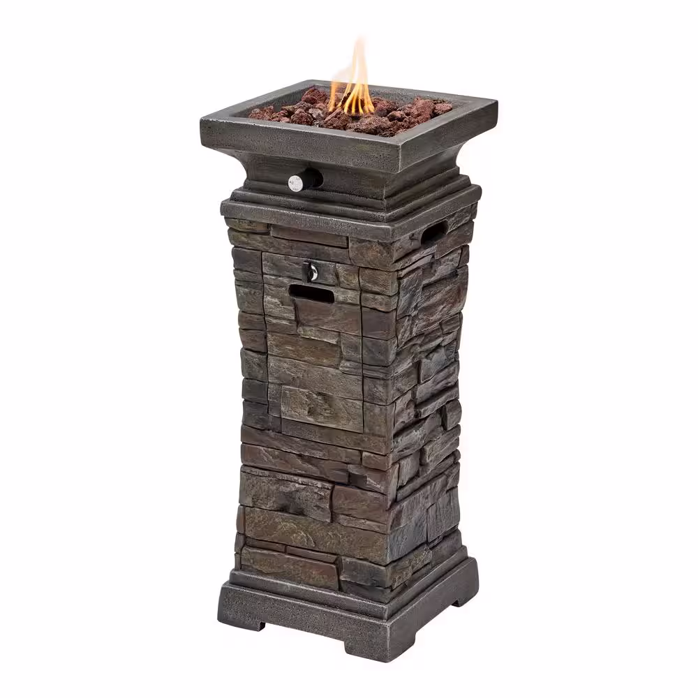 Hampton Bay 29 in. W x 11.8 in. H Square Stacked Stone Fire Column