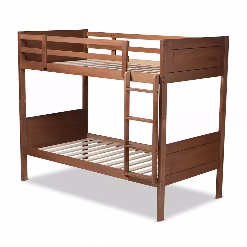 Baxton Studio Elsie Walnut Twin Bunk Bed