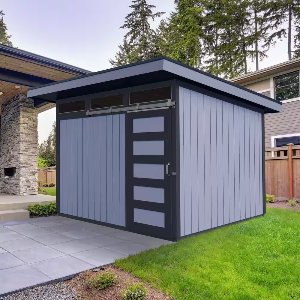 None Installed Halcyon 10 ft. x 12 ft. Wooden Shed with Metal Roof