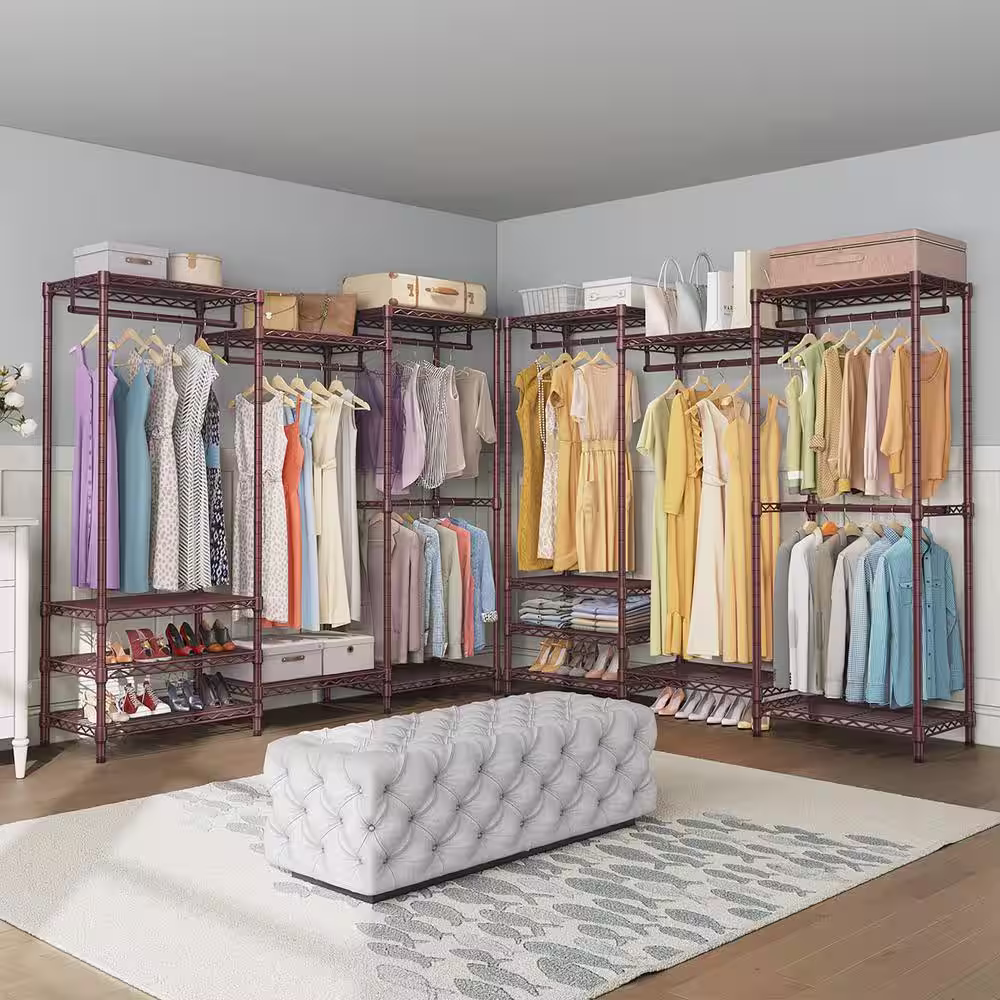 None Bronze Metal Heavy Duty Garment Clothes Rack 69 in. W x 76 in. H