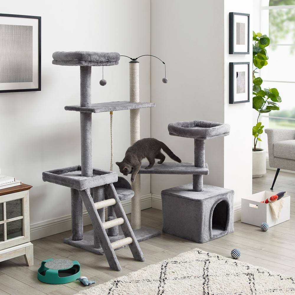 Sam's Pets Longshot 53.5 in. Gray Cat Tree