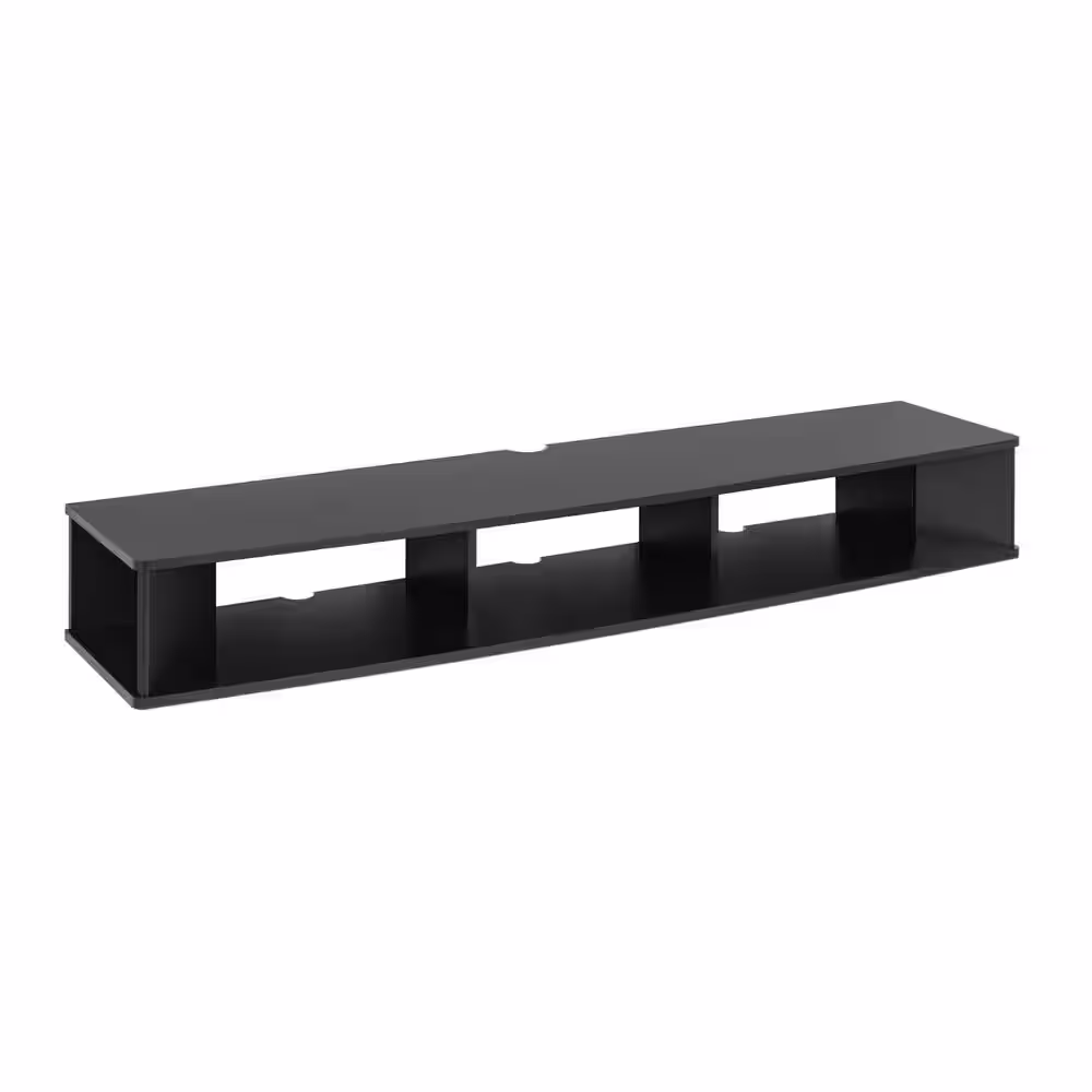 Prepac 70 in. Black Composite Floating TV Stand Fits TVs Up to 75 in. with Wall Mount Feature