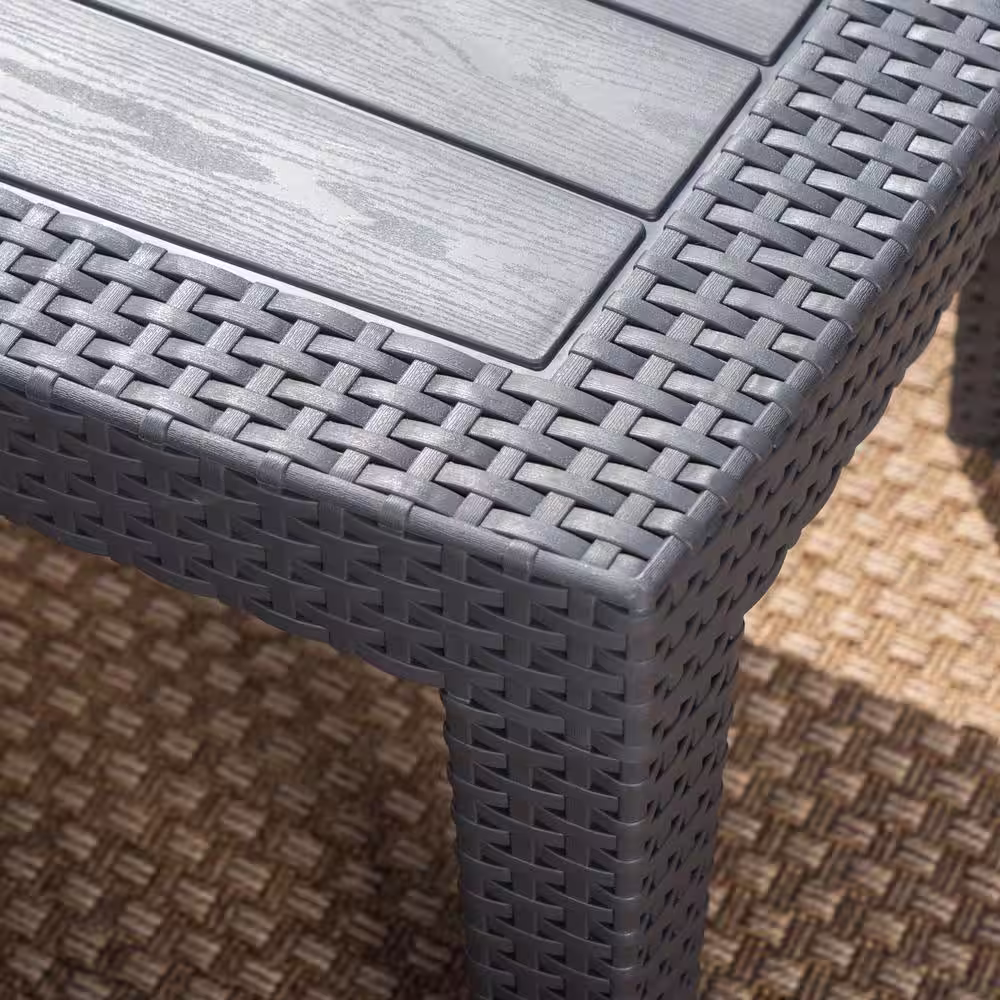 Noble House Charcoal 4-Piece Faux Wicker Patio Conversation Set with Light Gray Cushions