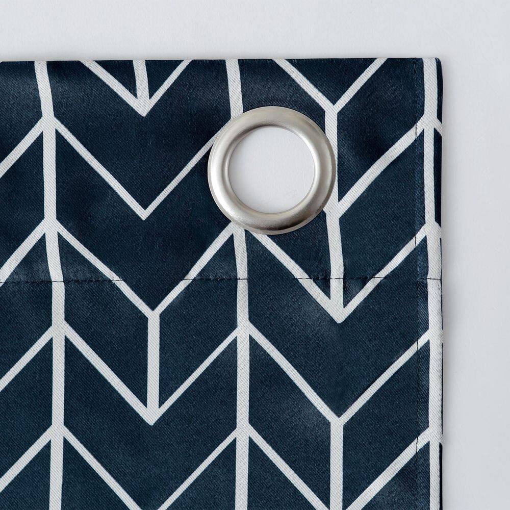 Sun Zero Kenwood Chevron  40 in. W x 95 in. L Blackout Grommet Curtain Panel in Navy
