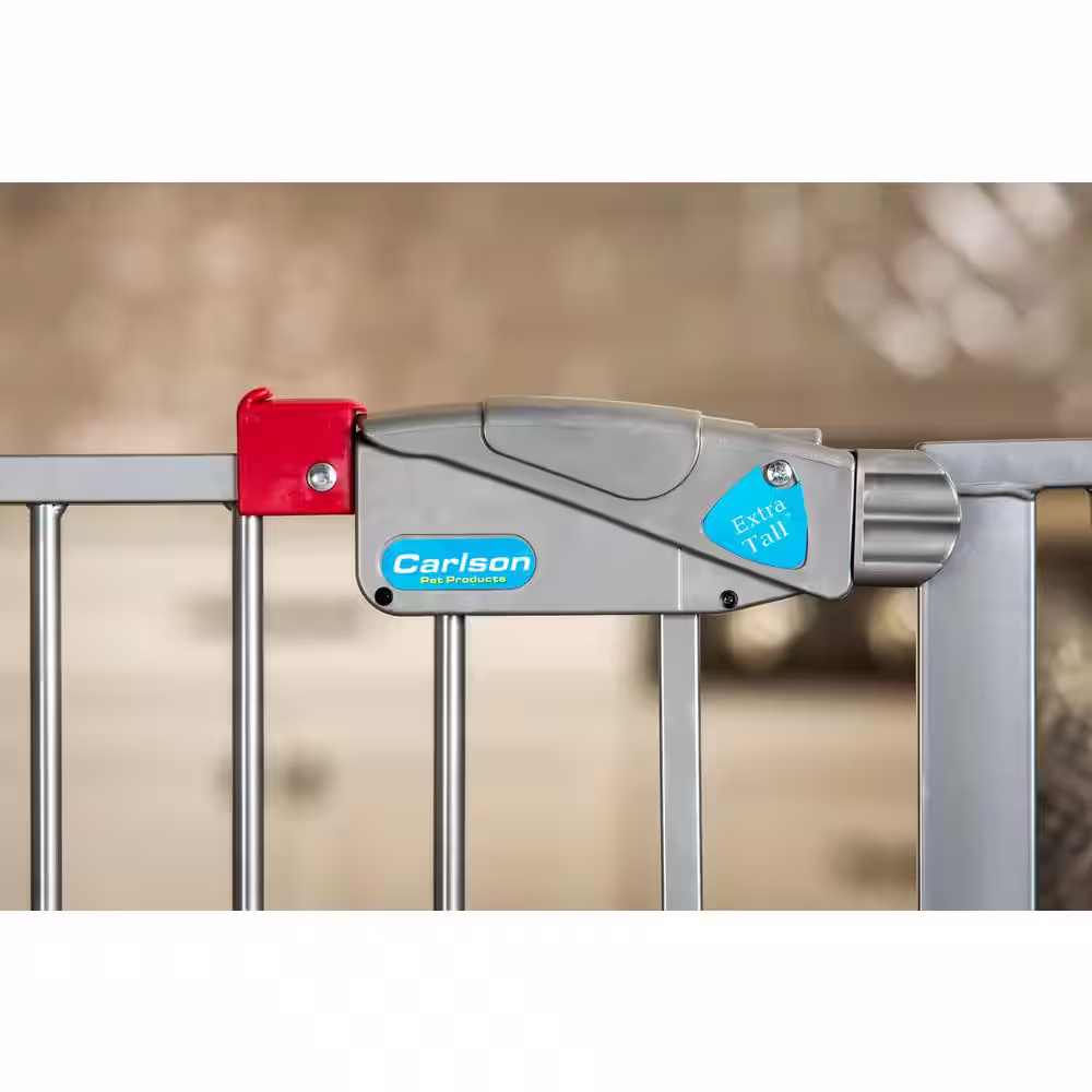 None Carlson Extra Wide Walk-Through Pet Gate with Small Pet Door, Platinum