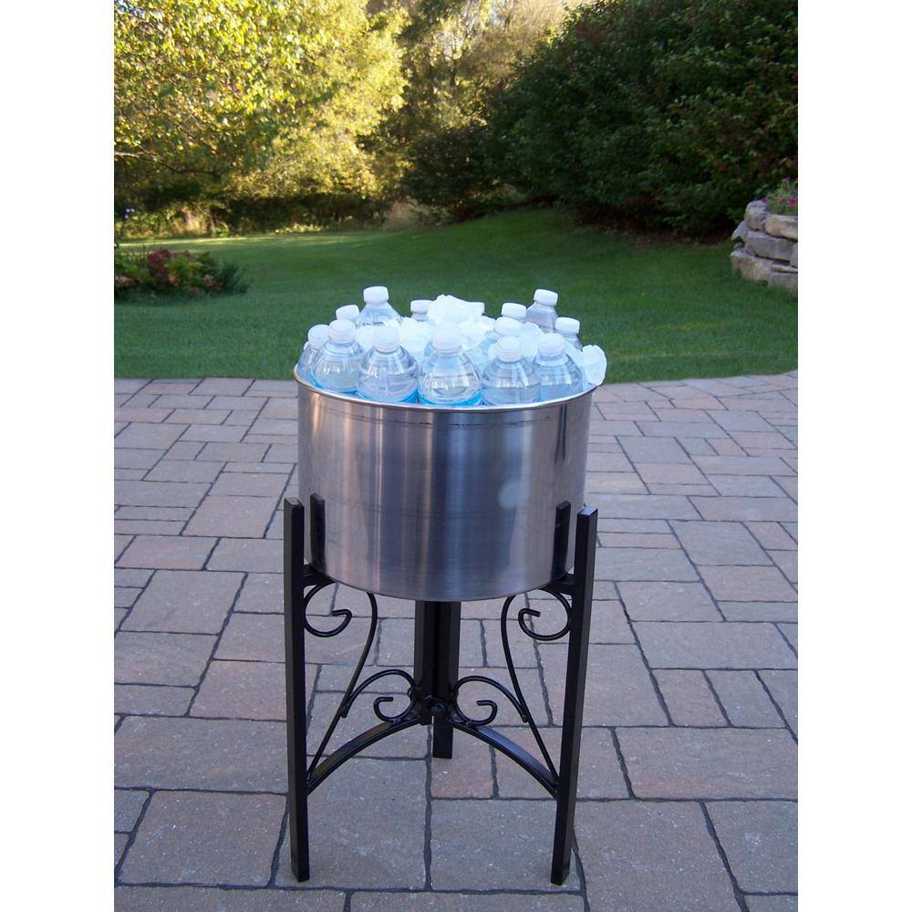 None 14 in. Stainless Steel Ice Bucket and Stand