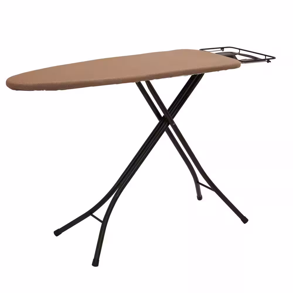 HOUSEHOLD ESSENTIALS 4-Leg Mega Wide Top, Free-Standing Ironing Board with Fixed Iron Rest FiberTech Cover and Fiber Pad