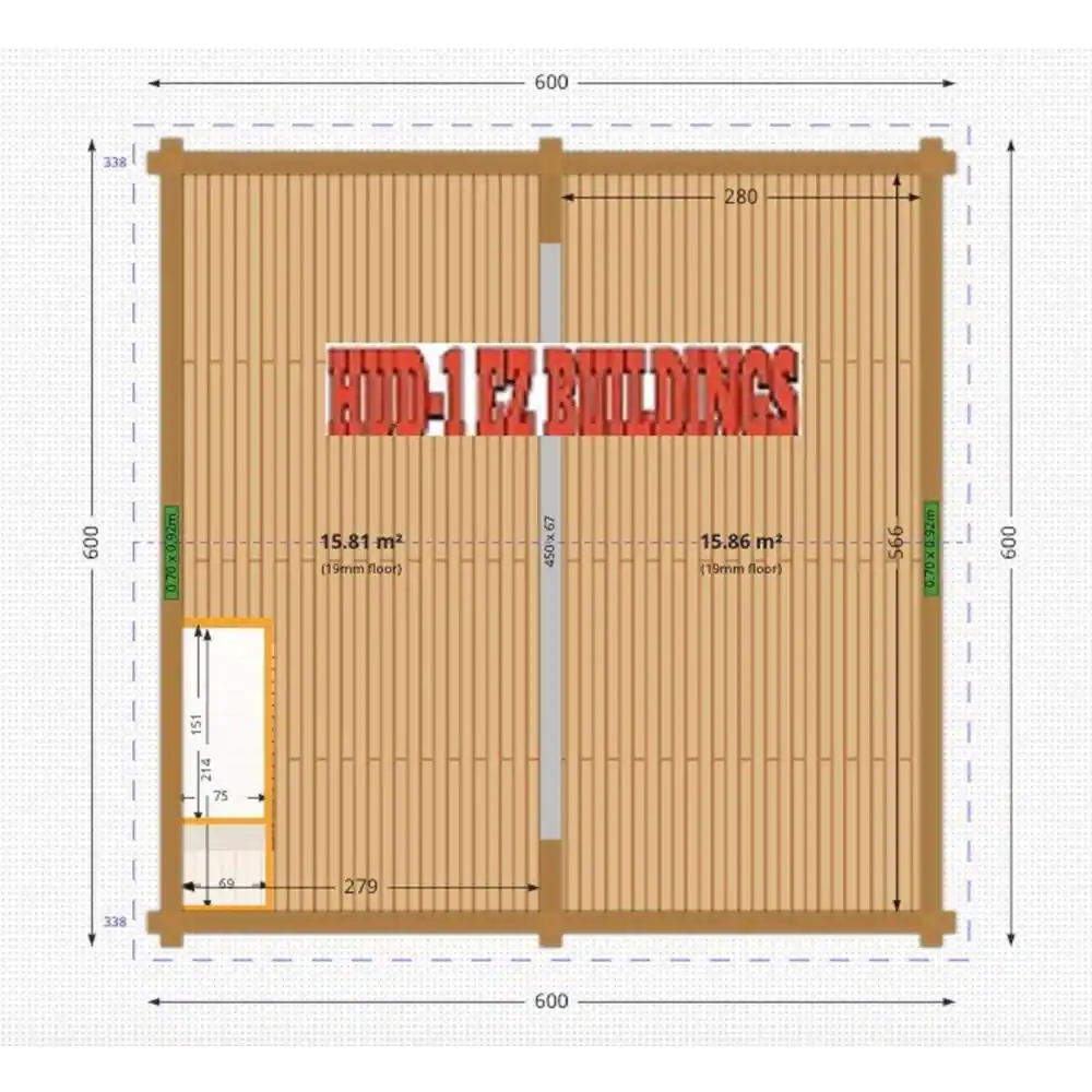 Hud-1 EZ Buildings Log Garage J2 688 sq. ft. Log Garage DIY Building Kit