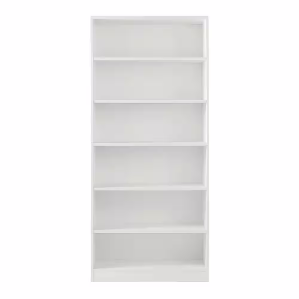 StyleWell Braxten 71 in. White 6-Shelf Basic Bookcase with Adjustable Shelves
