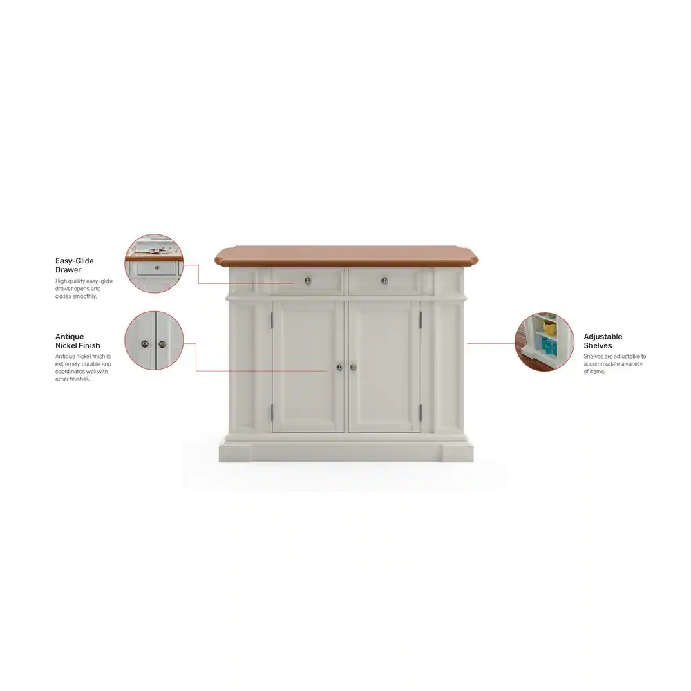 HOMESTYLES Americana White Kitchen Island With Drop Leaf