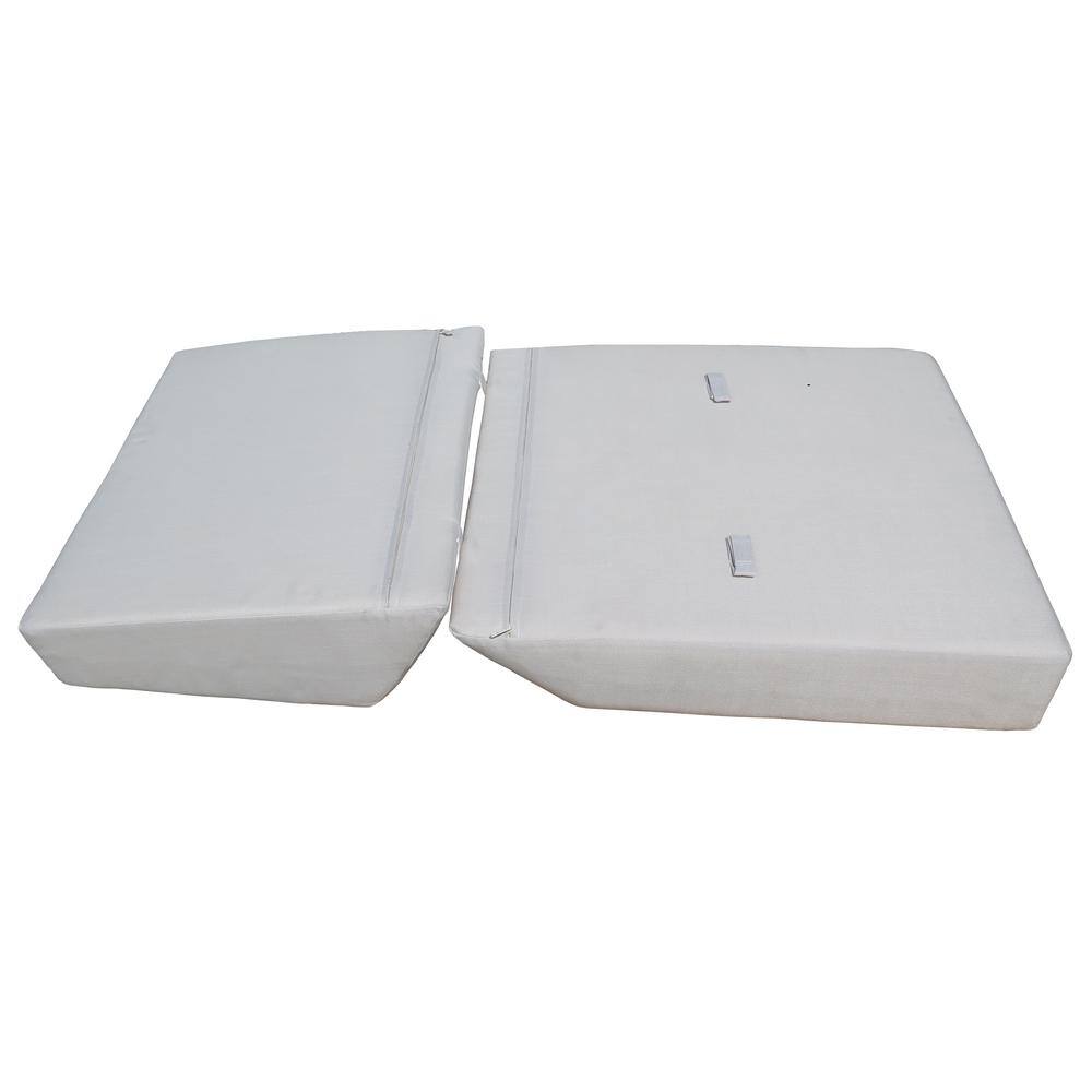 Lautan Anglesea Natural 3-Piece Wooden Patio Conversation Set with Linen Beige Cushions