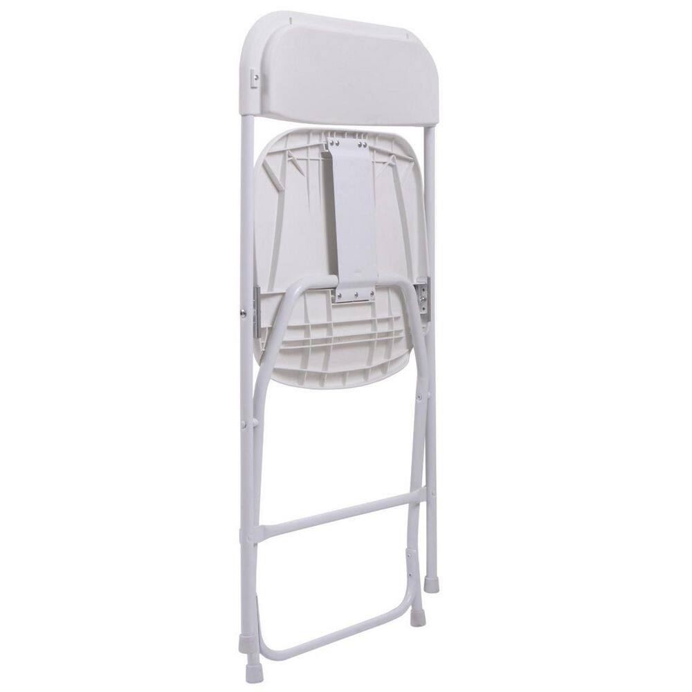 None White Double Braced Lightweight Plastic Folding Chair (Set of 5)