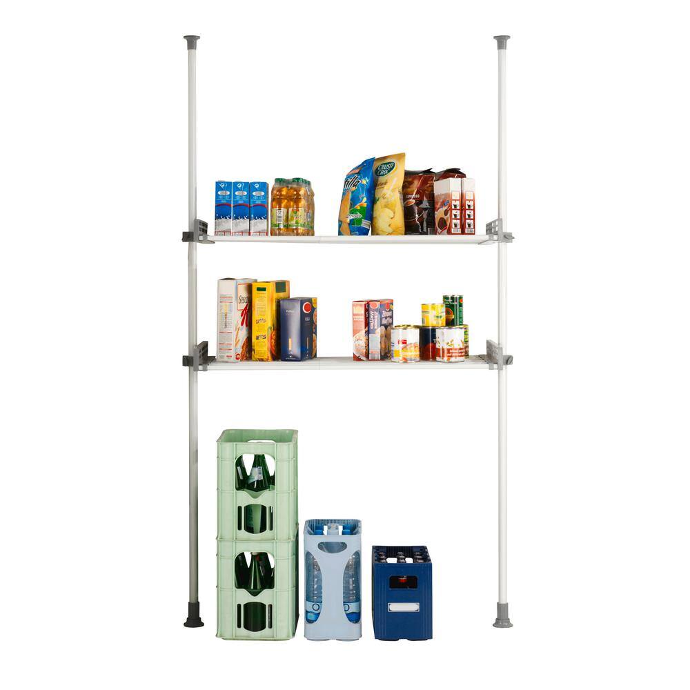Wenko Herkules Twin 16.54 in. D x 28.74-47.24 in. W x 64.96-118.11 in. H White Powder-Coated Steel Tension Mount Closet System