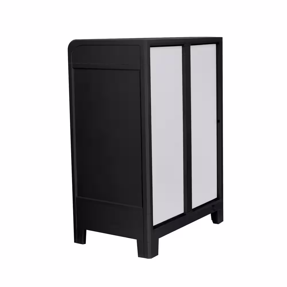 MQ Eclypse 28 in. W x 39 in. H x 18 in. D Medium 3 shelves Plastic Freestanding Garage Cabinet in Black and Gray