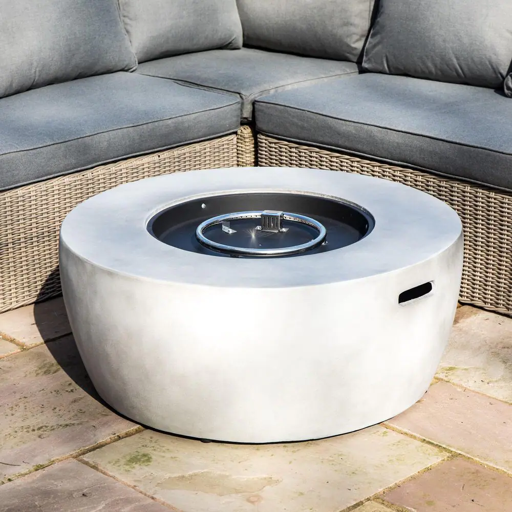 Teamson Home Outdoor 36 in. W x 15 in. H Round Concrete Gas Fire Pit