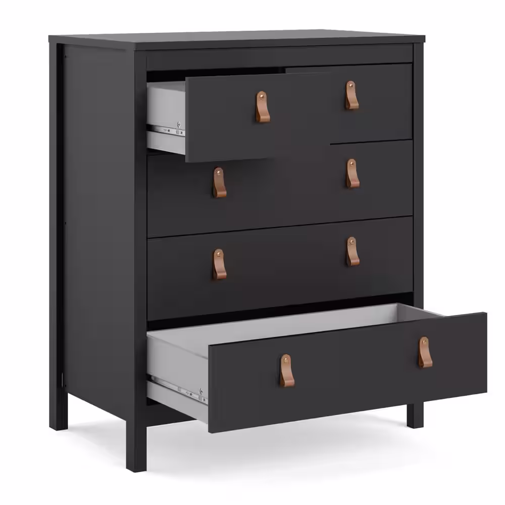 Tvilum Madrid Black Matte Finish 5 Drawer Chest of Drawer (32.4 in W x 38.94 in H.)
