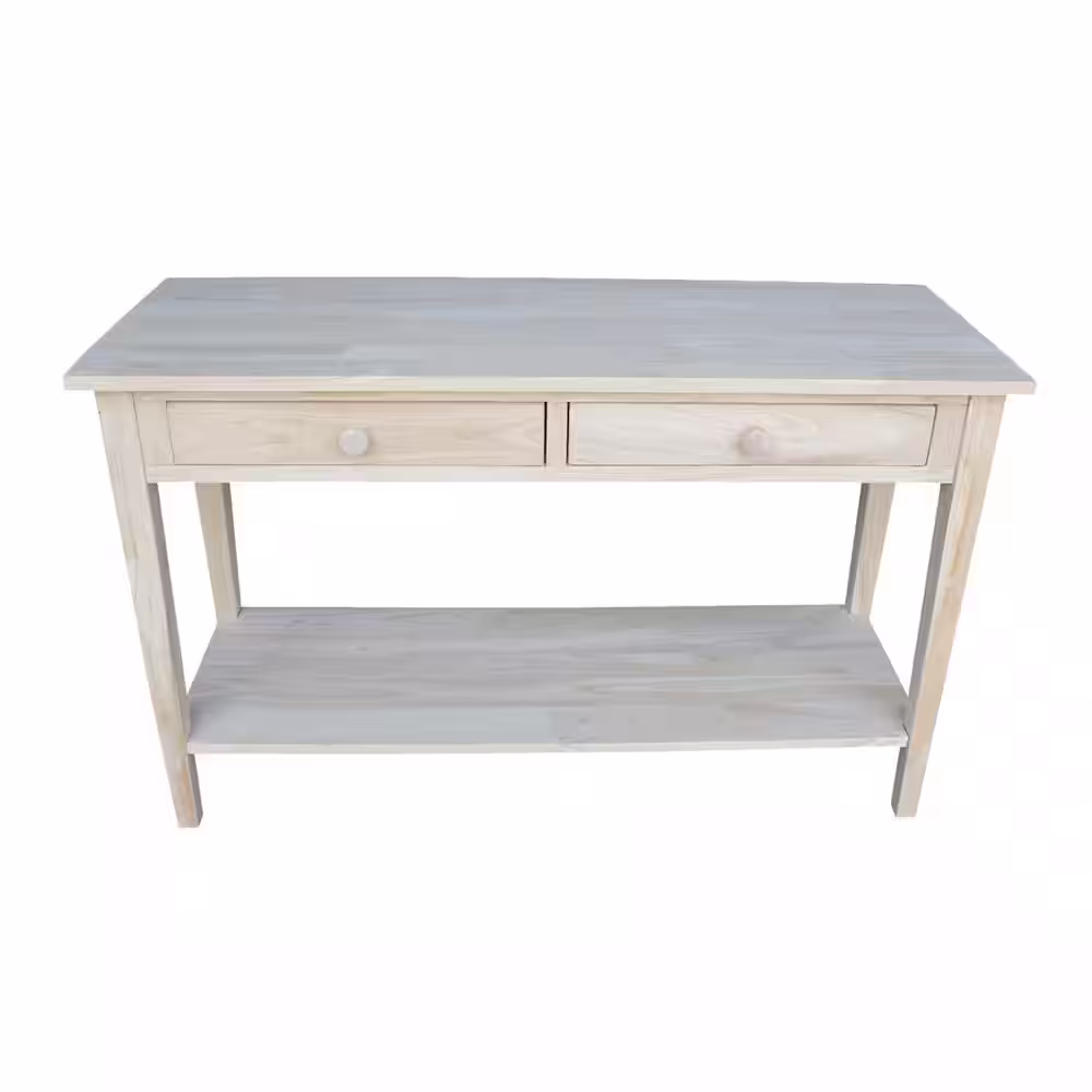 International Concepts Spencer 48 in. Beige Standard Rectangle Wood Console Table with Drawers