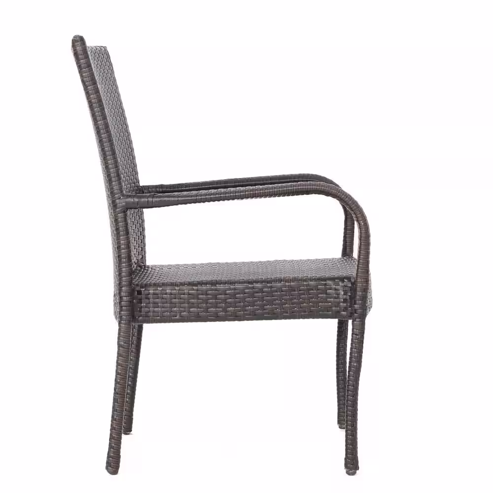 Noble House Littleton Multi-Brown 3-Piece Faux Rattan Outdoor Bistro Set