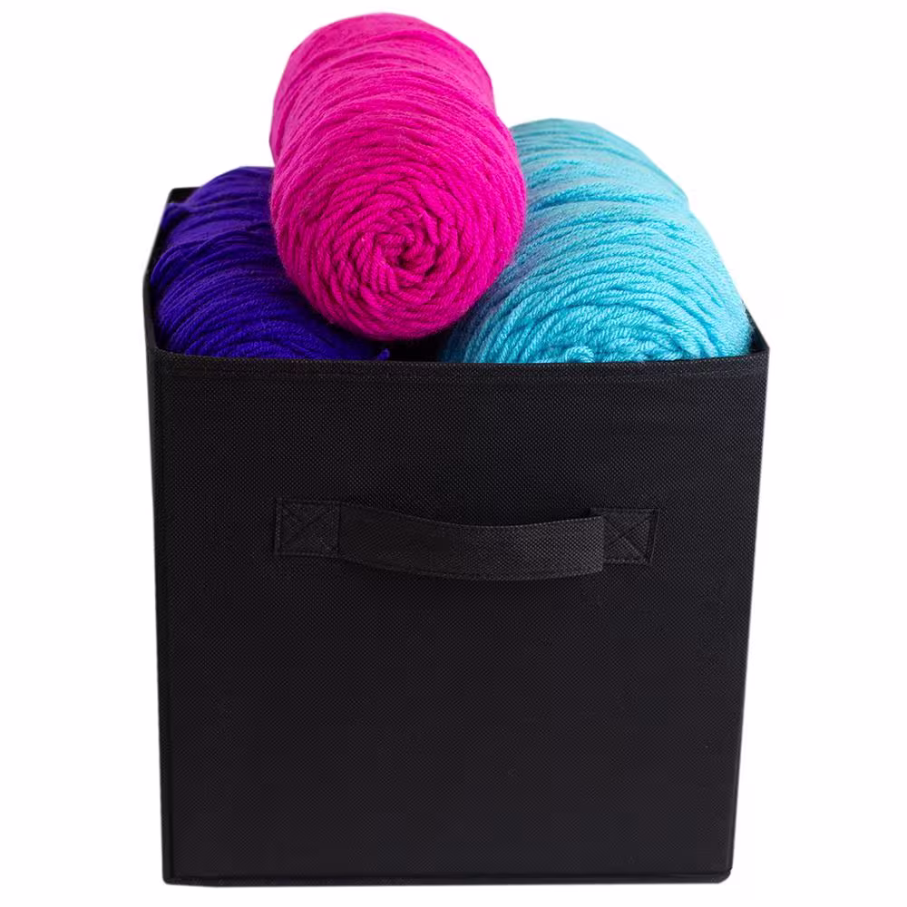 Home Basics 10.5 in. H x 10.5 in. W x 10.5 in. D Black Fabric 1-Cube Organizer