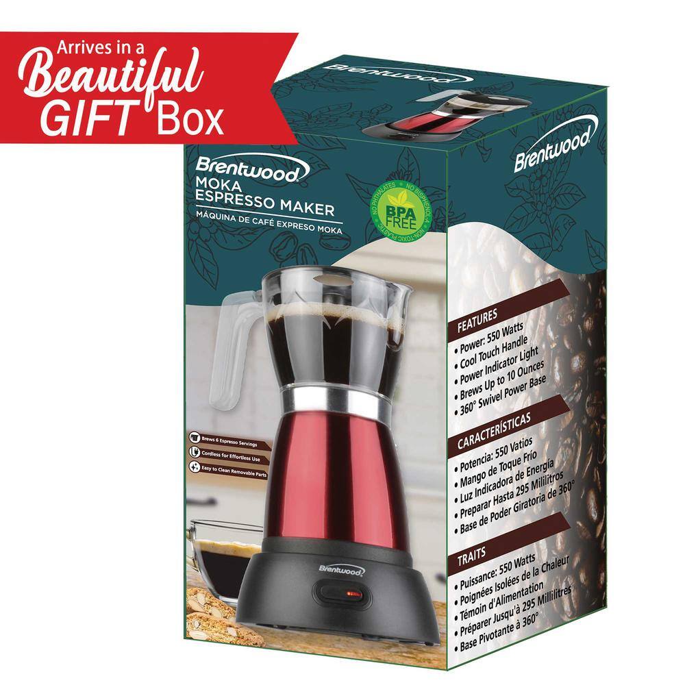 Brentwood 6-Cup Red Electric Espresso Machine
