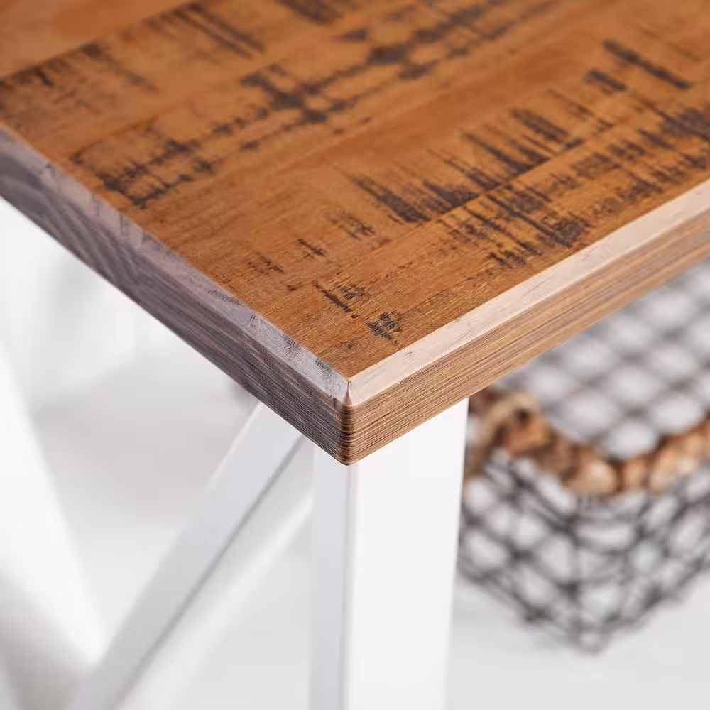 Welwick Designs 30 in. White/Reclaimed Barn Wood 2-shelf Accent Bookcase