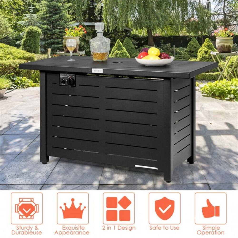 None 42 in. 60,000 Btu Rectangular Propane Gas Fire Pit Table