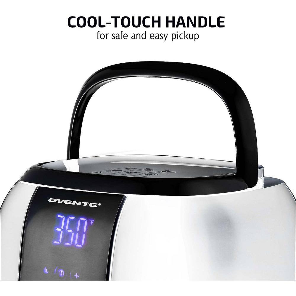 OVENTE 3.2 Qt. White Air Fryer Grill Pan and Non-Stick Frying Basket Auto Shut-Off 6 Cooking Presets Touch Sensor