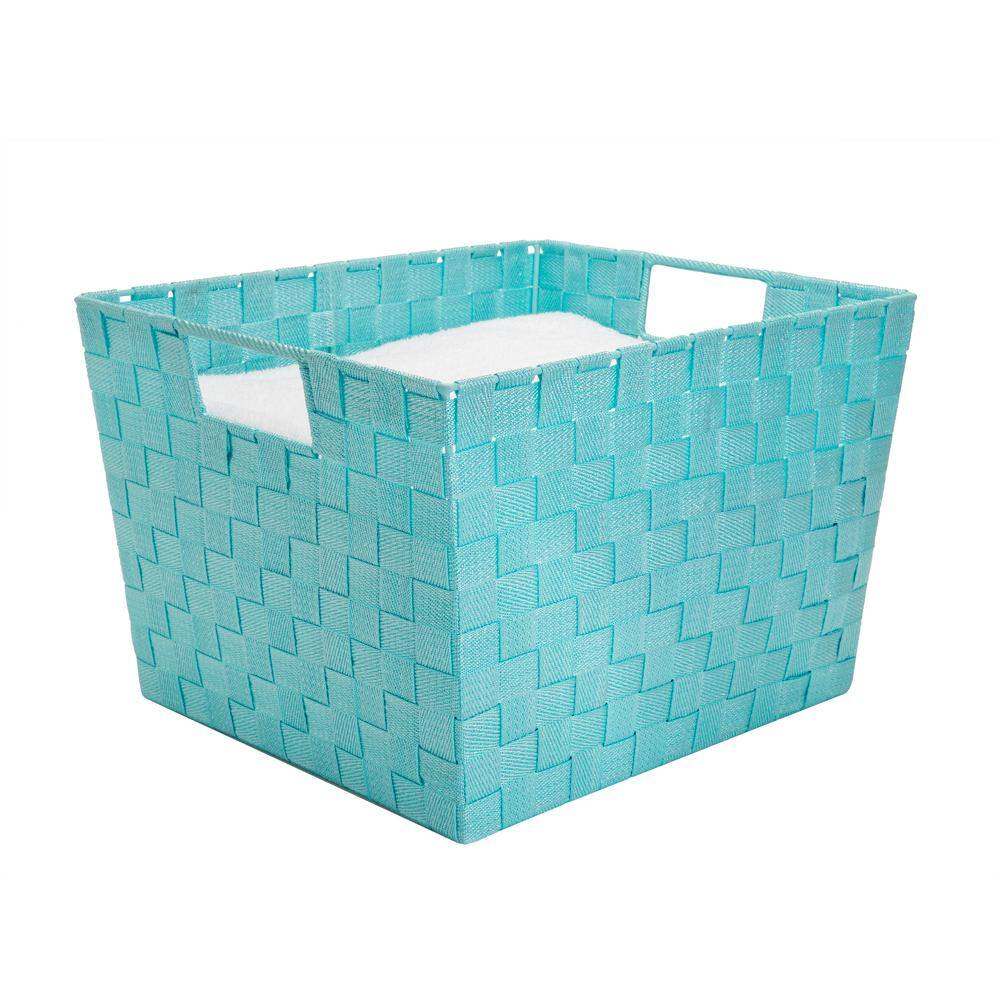 SIMPLIFY 13 in. D x 10 in. H x 15 in. W Blue Plastic Cube Storage Bin