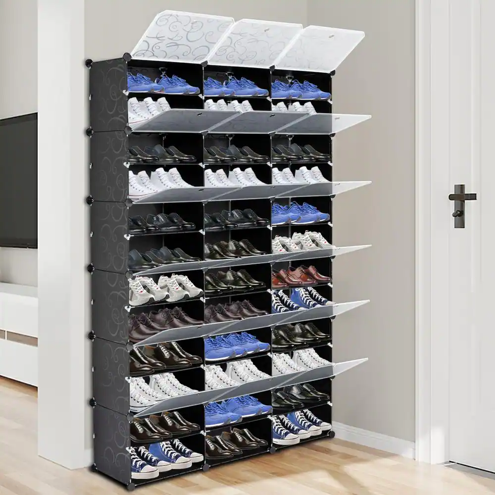 None 70.87 in. H 72-Pair Black Shoe Rack