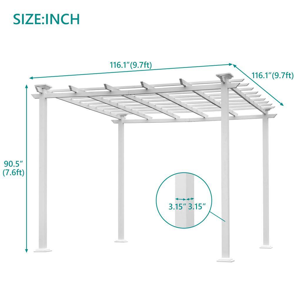 None 10 ft. x 10 ft. White Iron Pergola Gazebo