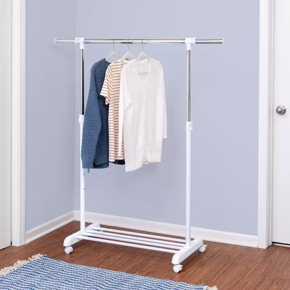 None Chrome Steel Clothes Rack 53.35 in. W x 62.99 in. H