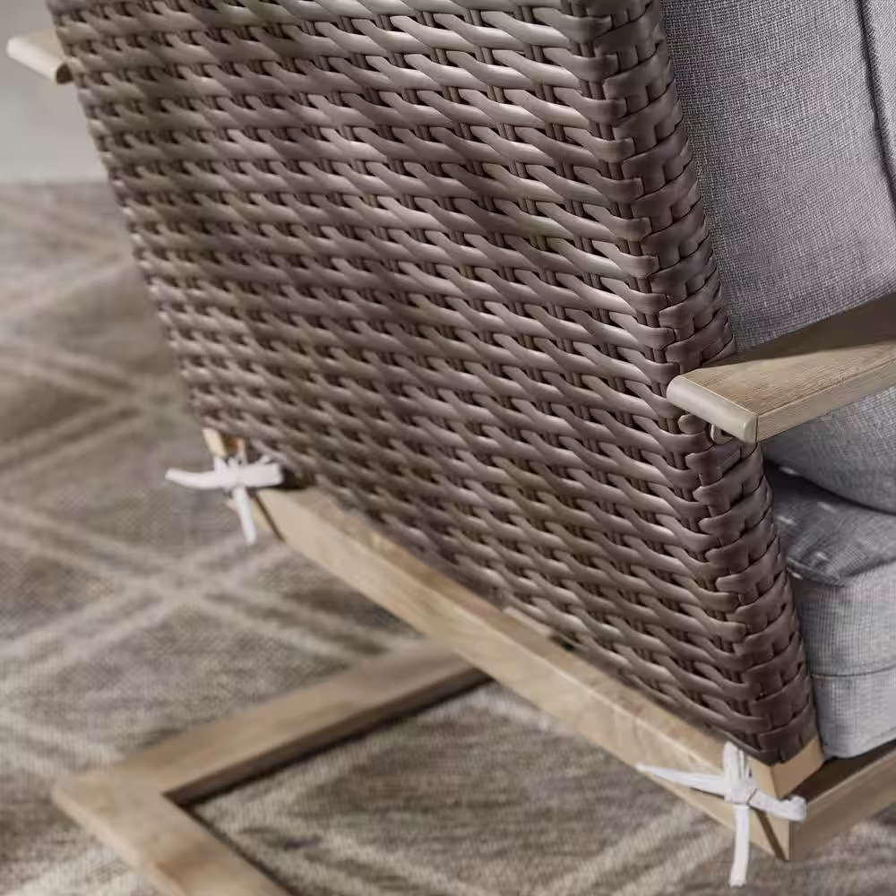 Hampton Bay Hampshire Place 5-Piece Wicker Deep Seating Chat Set in CushionGuard Stone Gray